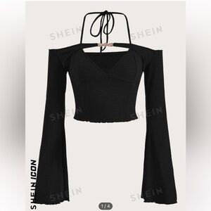 Black Longsleeve with Gold Detailing S